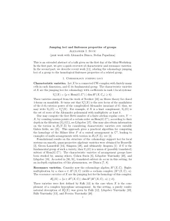 Jumping loci and finiteness properties of groups  Alexander I. Suciu  (joint work with Alexandru