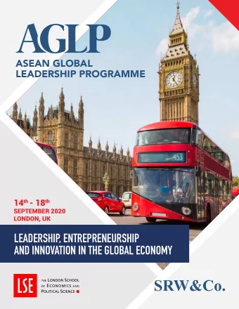 LEADERSHIP, ENTREPRENEURSHIP  AND INNOVATION IN THE GLOBAL ECONOMY  AGLP LSE 2020  FOREWORD  From