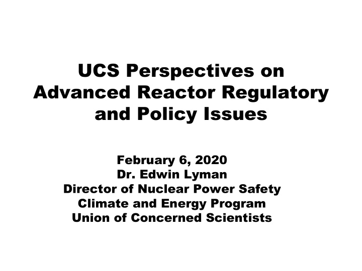 ucs perspectives on