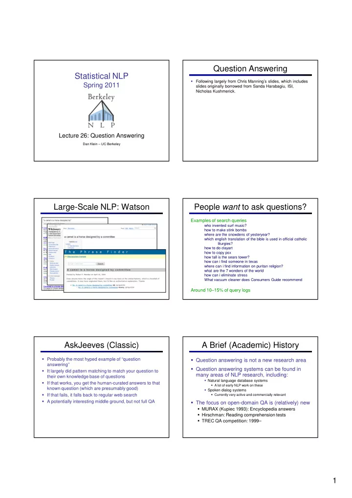 question answering statistical nlp