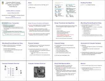 News  Department of Computer Science  Reading This Week  Undergraduate Events  CPSC 111,  Intro to