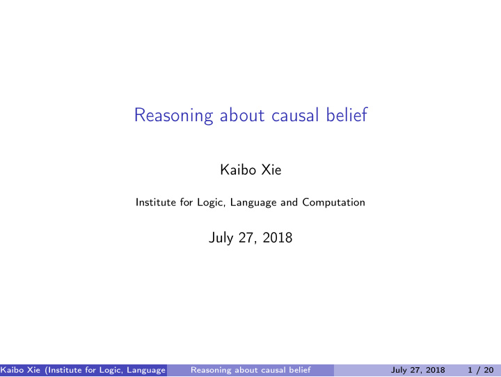 reasoning about causal belief