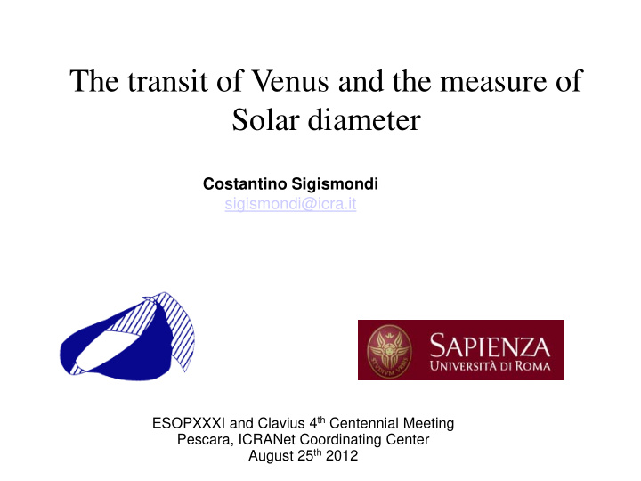 the transit of venus and the measure of solar diameter