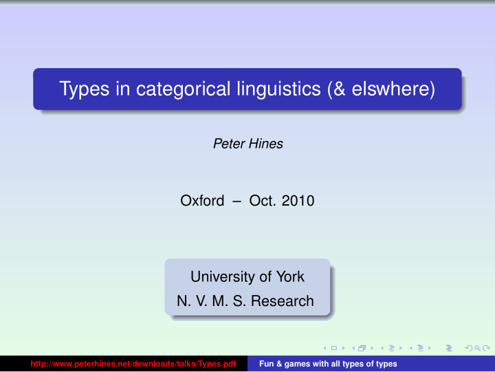 types in categorical linguistics elswhere