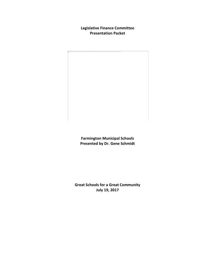 legislative finance committee presentation packet