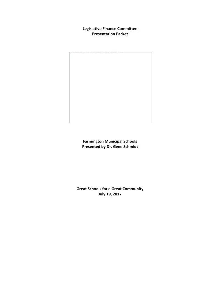 legislative finance committee presentation packet