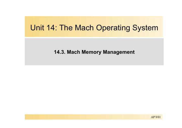 unit 14 the mach operating system