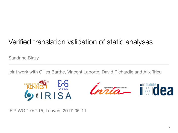 verified translation validation of static analyses