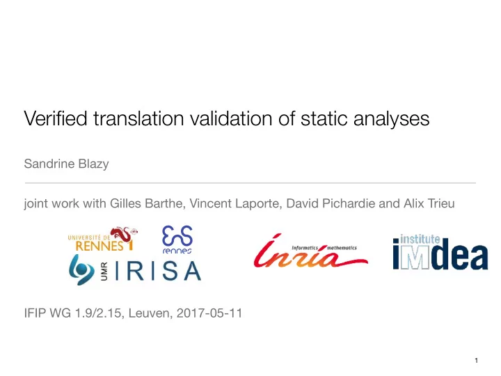 verified translation validation of static analyses