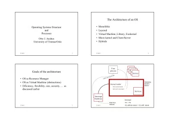 The Architecture of an OS   Monolithic  Operating Systems Structure  and   Layered  Processes