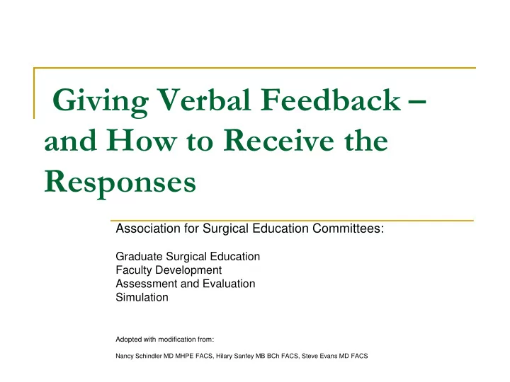 giving verbal feedback
