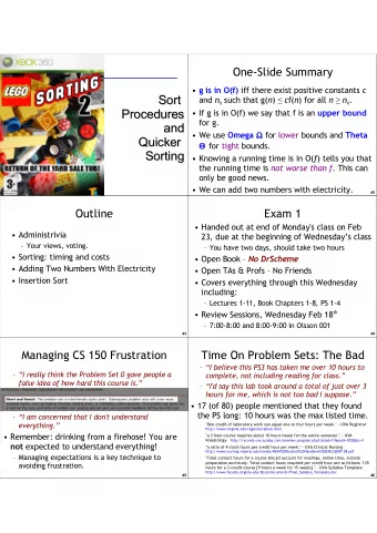 Sort  Sort and n 0 such that g( n )  c f( n ) for all n  n 0 .  Procedures  Procedures  If