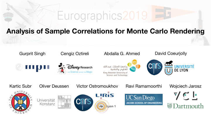 analysis of sample correlations for monte carlo rendering