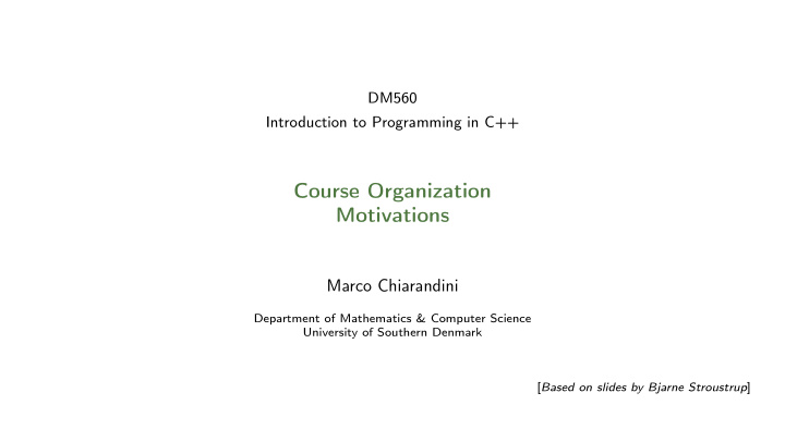course organization motivations