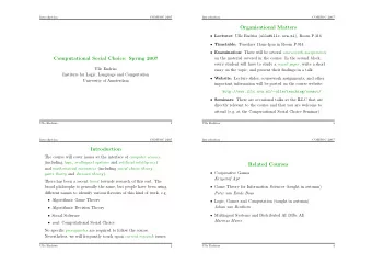 Organisational Matters  Lecturer: Ulle Endriss ( ulle@illc.uva.nl ), Room P.316  Timetable: