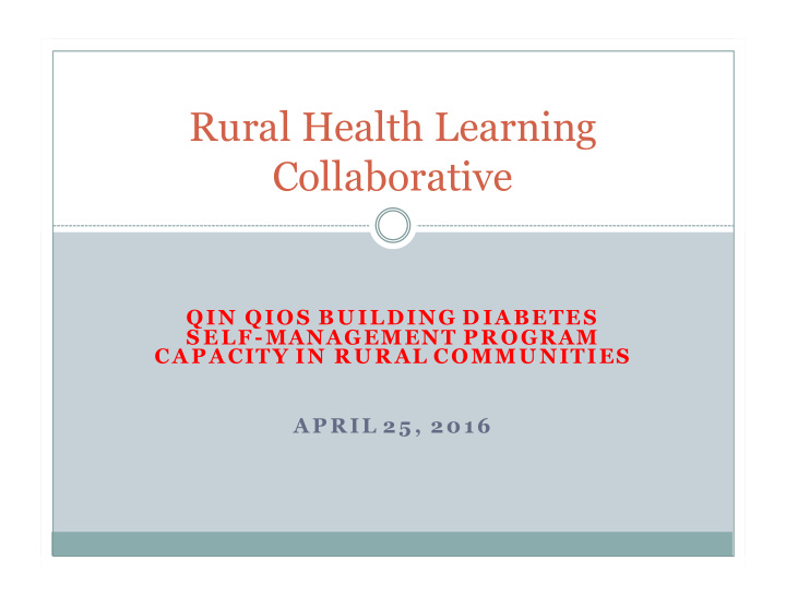 rural health learning collaborative
