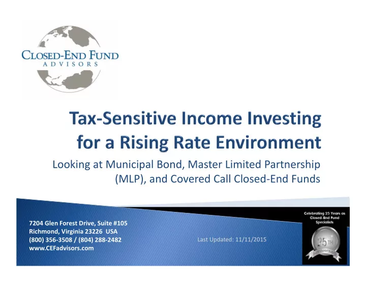 looking at municipal bond master limited partnership mlp