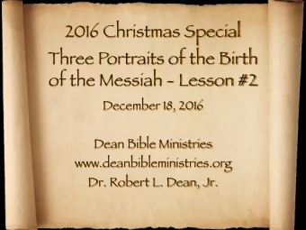2016 Christmas Special Three Portraits of the Birth  of the Messiah - Lesson #2 December 18,