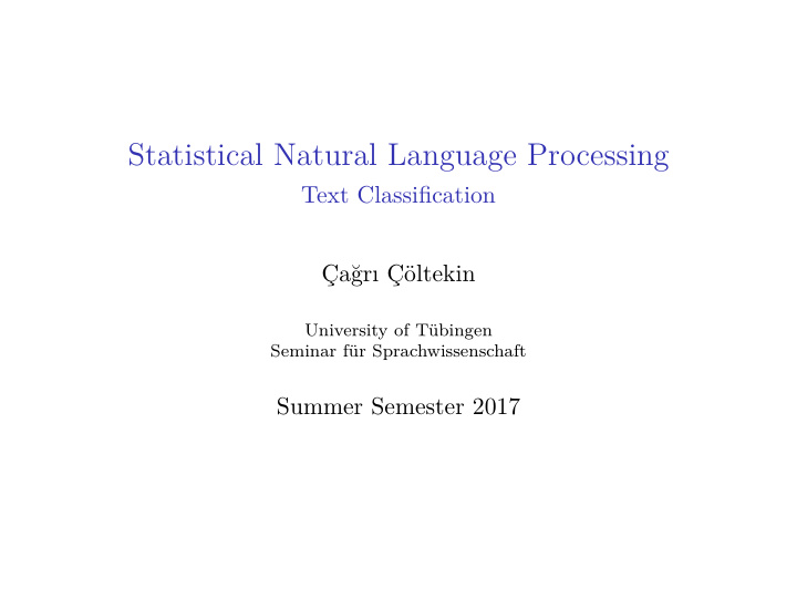 statistical natural language processing