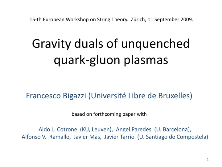 gravity duals of unquenched