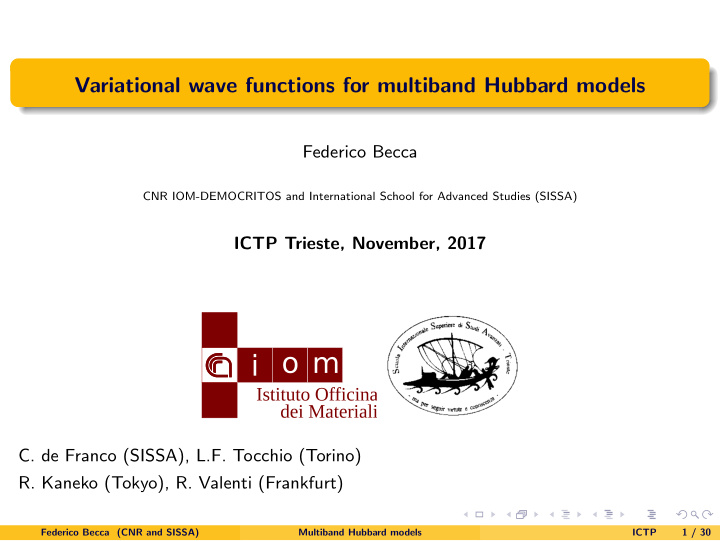 variational wave functions for multiband hubbard models