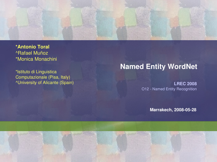 named entity wordnet
