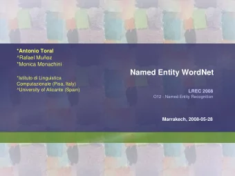 Named Entity WordNet  *Istituto di Linguistica  Computazionale (Pisa, Italy)  ^University of
