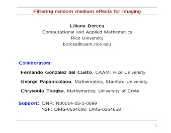 Filtering random medium effects for imaging  Liliana Borcea  Computational and Applied Mathematics