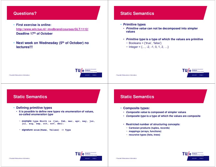 questions static semantics
