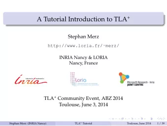 Objective Explain basic concepts of TLA +  modeling systems: static and dynamic aspects