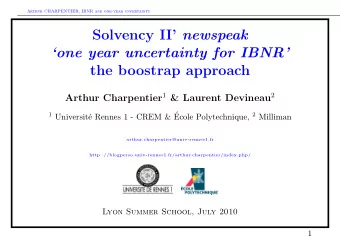 Solvency II newspeak  one year uncertainty for IBNR  the boostrap approach Arthur