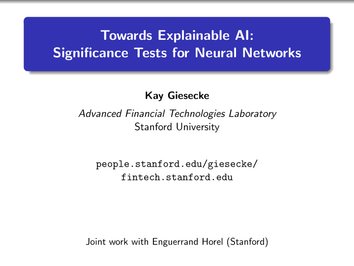 towards explainable ai significance tests for neural