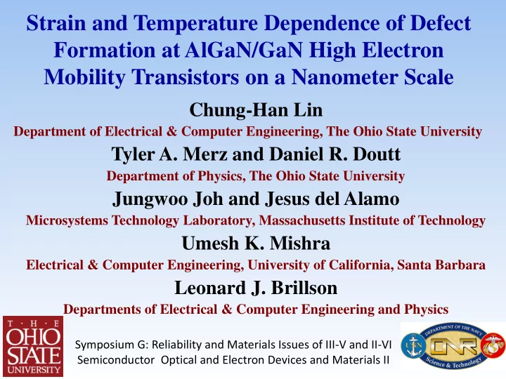 strain and temperature dependence of defect formation at