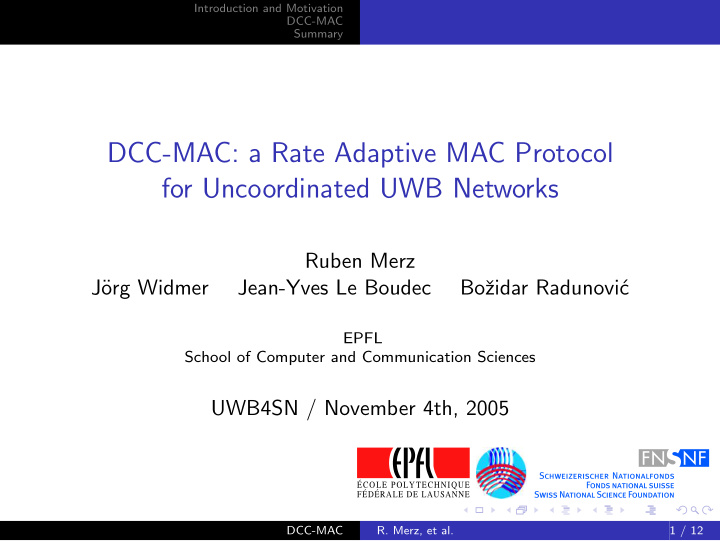 dcc mac a rate adaptive mac protocol for uncoordinated