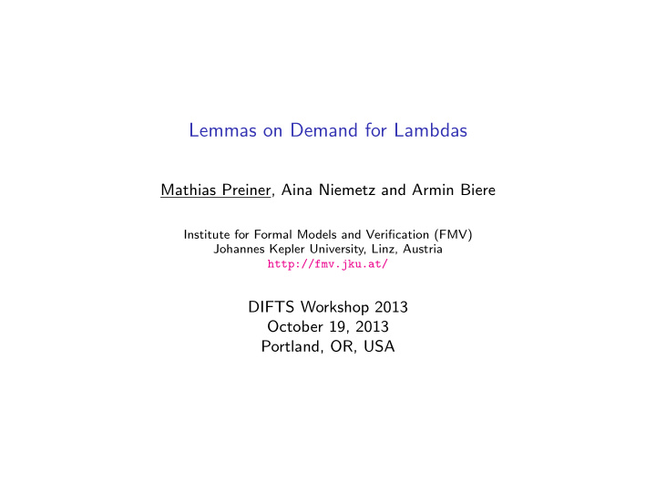 lemmas on demand for lambdas