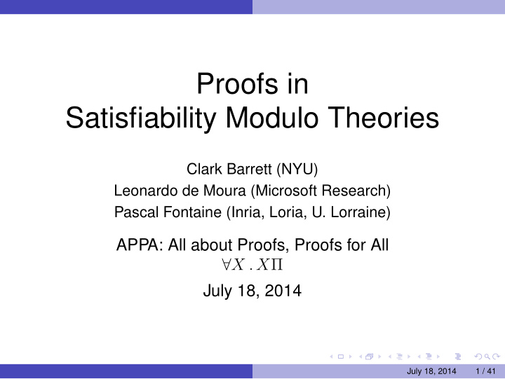proofs in satisfiability modulo theories