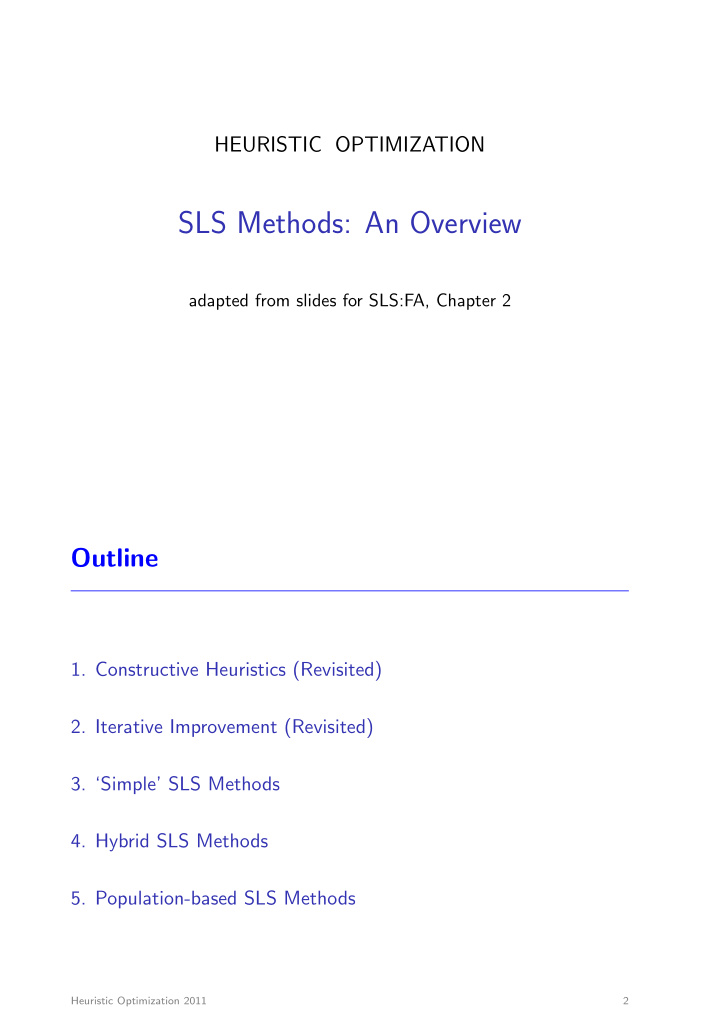 sls methods an overview