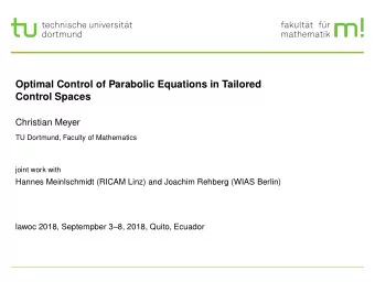 Optimal Control of Parabolic Equations in Tailored  Control Spaces  Christian Meyer  TU Dortmund,