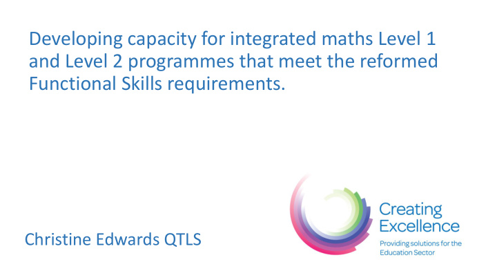 developing capacity for integrated maths level 1
