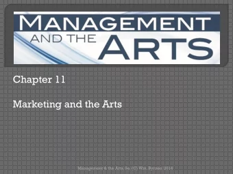 Chapter 11  Marketing and the Arts  Management &amp; the Arts, 5e, (C) Wm. Byrnes, 2014  Chapter