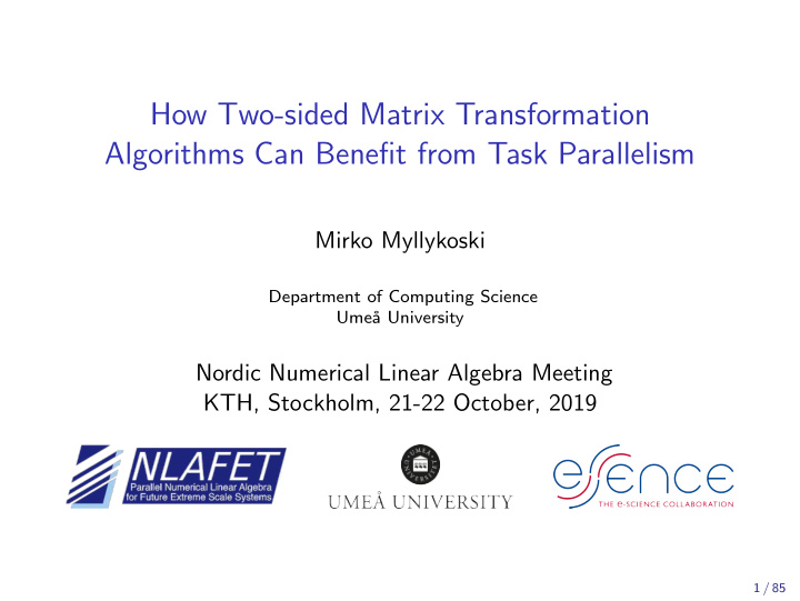 how two sided matrix transformation algorithms can