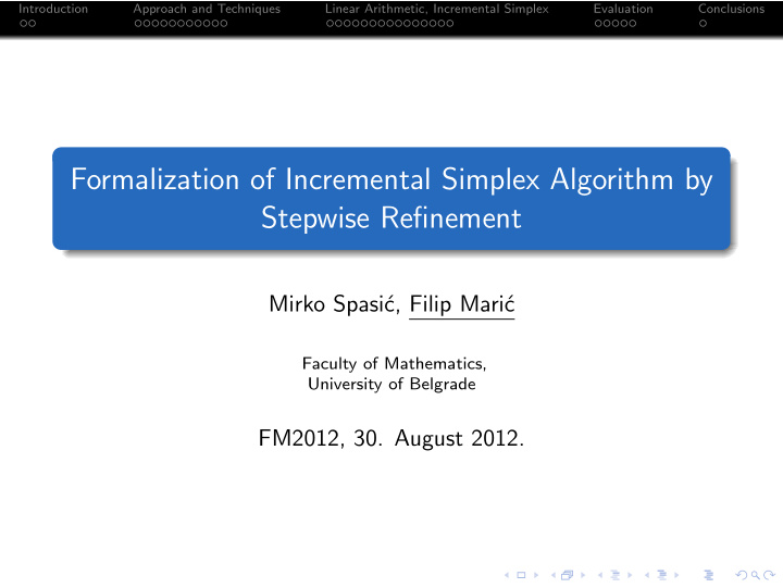 formalization of incremental simplex algorithm by