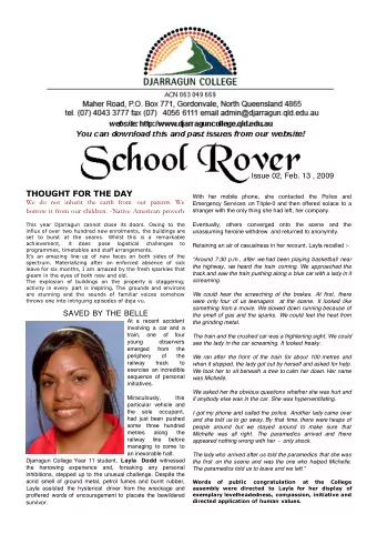 THOUGHT FOR THE DAY  With her mobile phone, she contacted the Police and  We do not inherit the