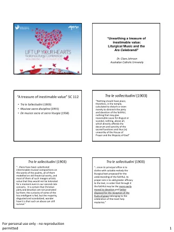 Tra le sollecitudini (1903) A treasure of inestimable value SC 112  Nothing should have