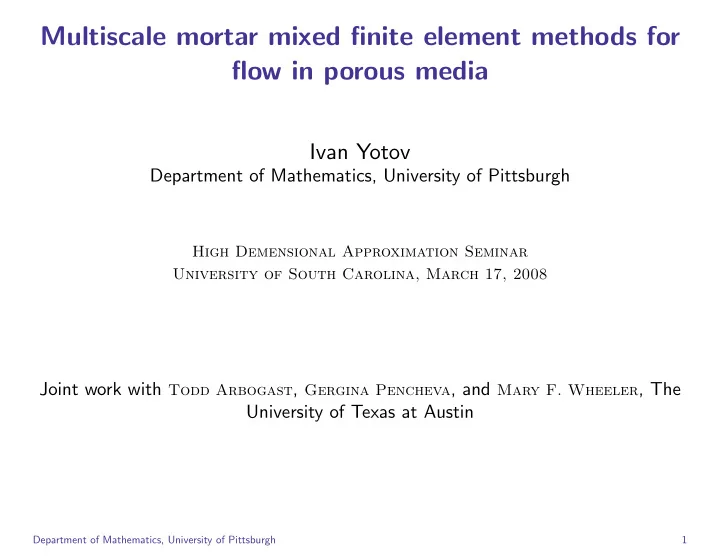 multiscale mortar mixed finite element methods for flow