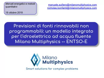 Previsioni di fonti rinnovabili non  programmabili: un modello integrato  per l'idroelettrico ad