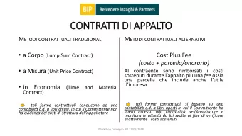 CONTRATTI DI  I APPALTO M ETODI CONTRATTUALI TRADIZIONALI M ETODI CONTRATTUALI ALTERNATIVI  a