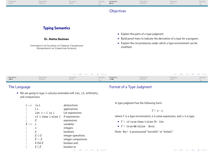 objectives typing semantics