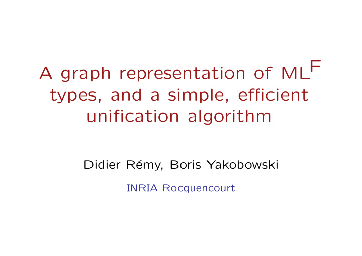 a graph representation of mlf types and a simple