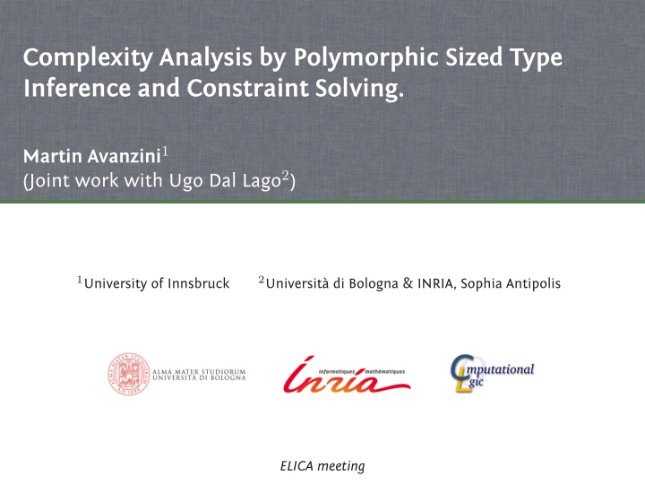 complexity analysis by polymorphic sized type inference